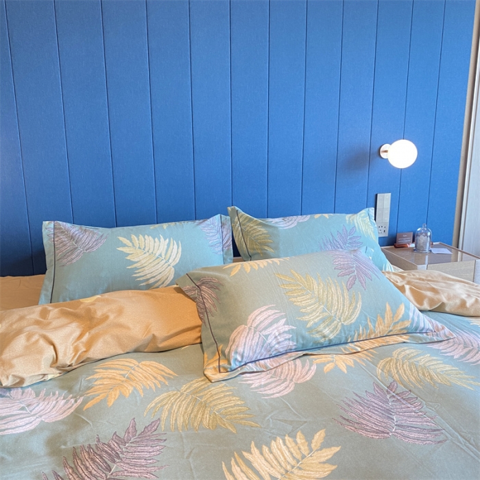 91家纺网 家纺一手货源 找家纺 2022新款铂金全棉磨毛系列四件套-实拍图（AB版设计） 丛草集-兰