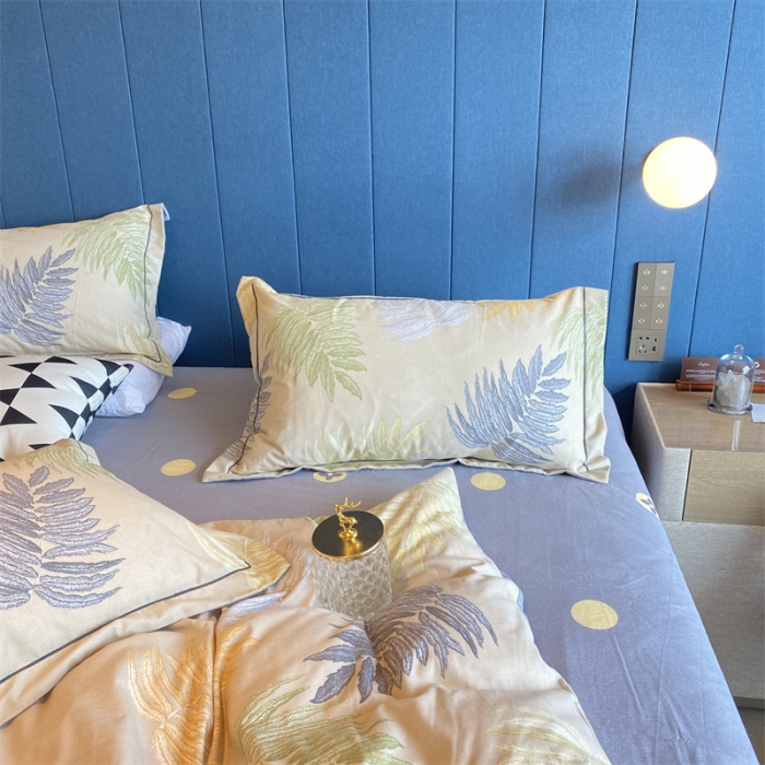 91家纺网 家纺一手货源 找家纺 2022新款铂金全棉磨毛系列四件套-实拍图（AB版设计） 丛草集-玉