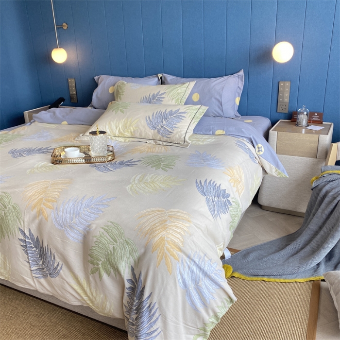 91家纺网 家纺一手货源 找家纺 2022新款铂金全棉磨毛系列四件套-实拍图（AB版设计） 丛草集-玉