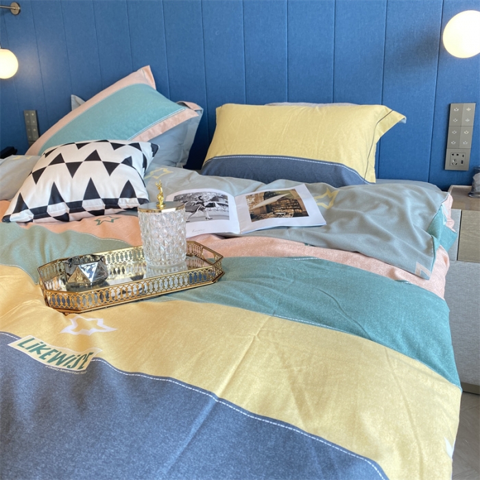 91家纺网 家纺一手货源 找家纺 2022新款铂金全棉磨毛系列四件套-实拍图（AB版设计） 达菲星光