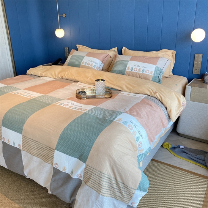 91家纺网 家纺一手货源 找家纺 2022新款铂金全棉磨毛系列四件套-实拍图（AB版设计） 简派