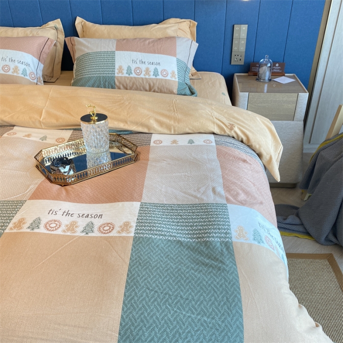 91家纺网 家纺一手货源 找家纺 2022新款铂金全棉磨毛系列四件套-实拍图（AB版设计） 简派