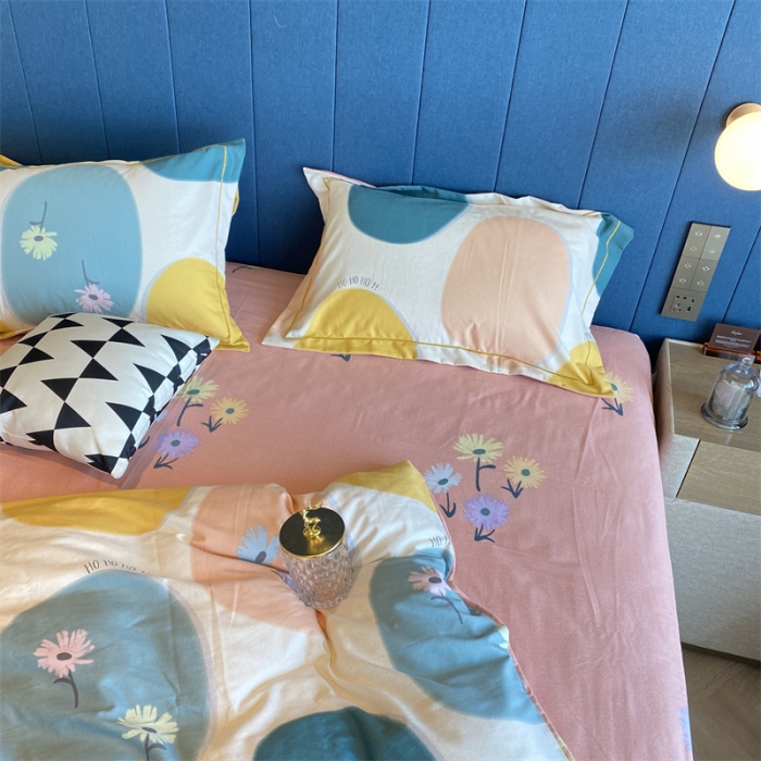 91家纺网 家纺一手货源 找家纺 2022新款铂金全棉磨毛系列四件套-实拍图（AB版设计） 七色堇