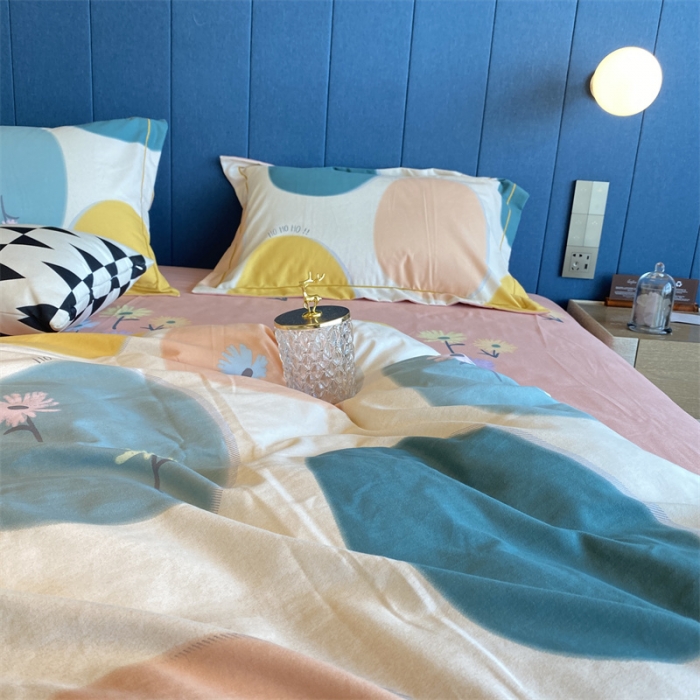 91家纺网 家纺一手货源 找家纺 2022新款铂金全棉磨毛系列四件套-实拍图（AB版设计） 七色堇