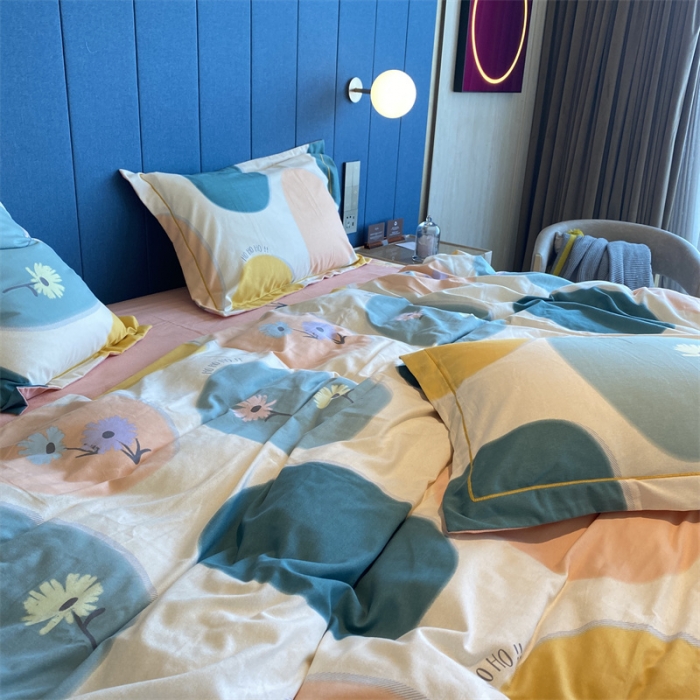 91家纺网 家纺一手货源 找家纺 2022新款铂金全棉磨毛系列四件套-实拍图（AB版设计） 七色堇