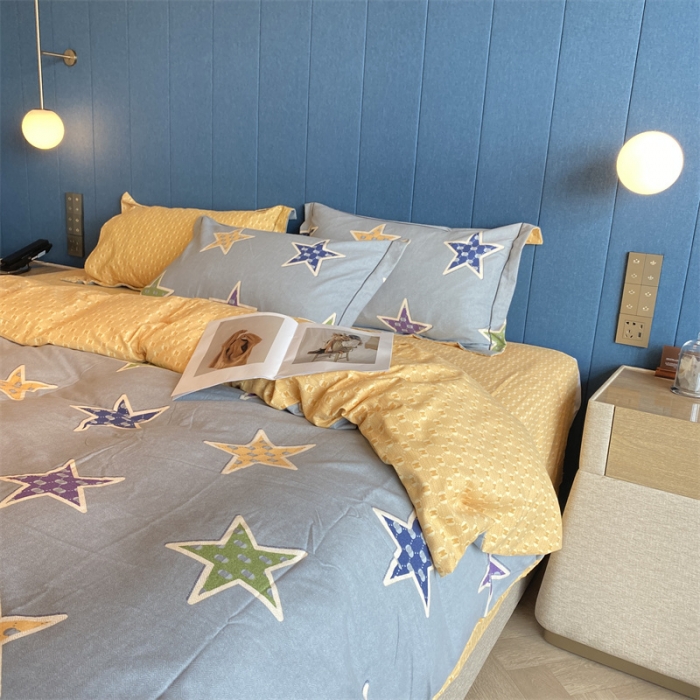91家纺网 家纺一手货源 找家纺 2022新款铂金全棉磨毛系列四件套-实拍图（AB版设计） 守望星空