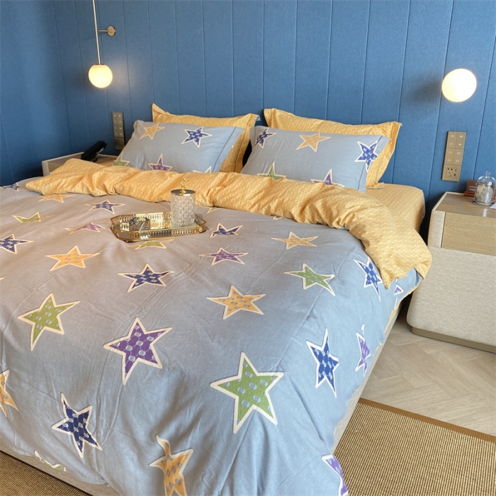 91家纺网 家纺一手货源 找家纺 2022新款铂金全棉磨毛系列四件套-实拍图（AB版设计） 守望星空