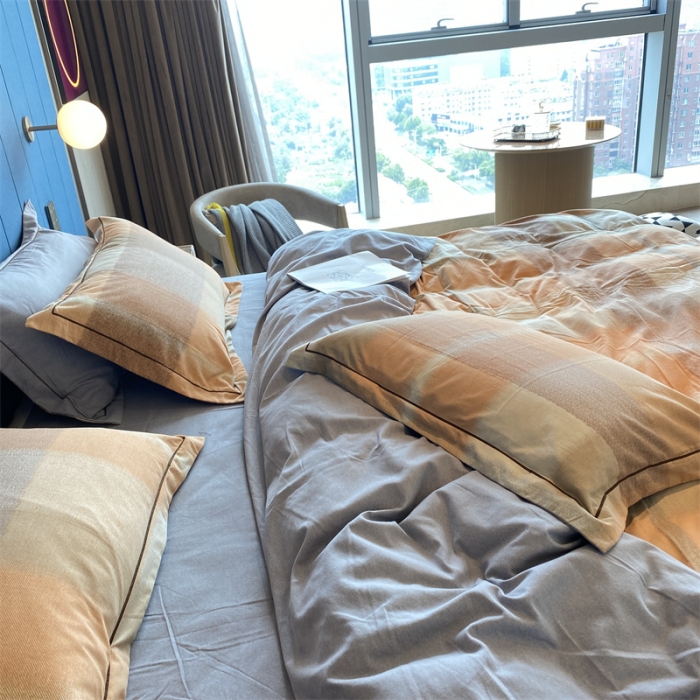 91家纺网 家纺一手货源 找家纺 2022新款铂金全棉磨毛系列四件套-实拍图（AB版设计） 苏芳