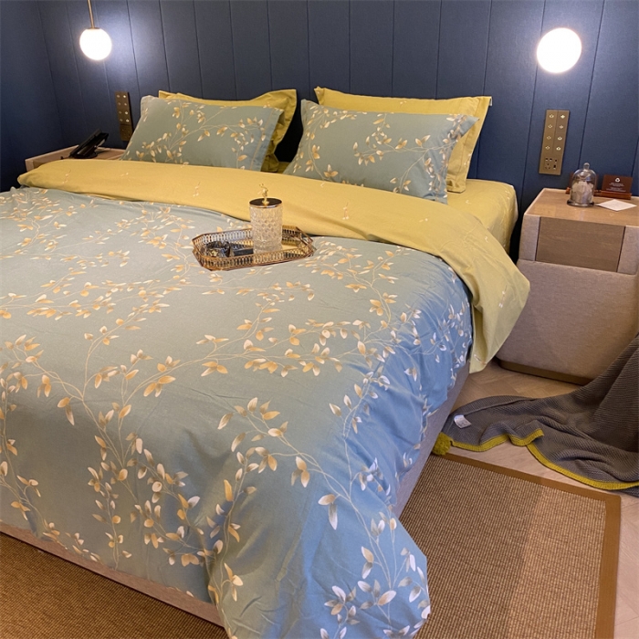 91家纺网 家纺一手货源 找家纺 2022新款铂金全棉磨毛系列四件套-实拍图（AB版设计） 仙草