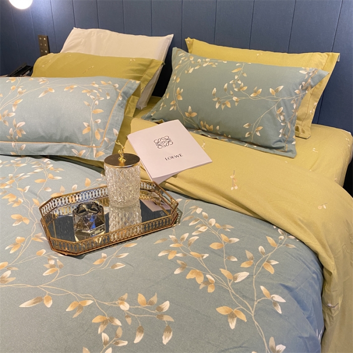 91家纺网 家纺一手货源 找家纺 2022新款铂金全棉磨毛系列四件套-实拍图（AB版设计） 仙草