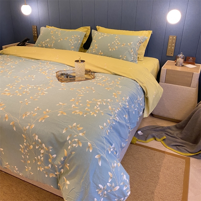 91家纺网 家纺一手货源 找家纺 2022新款铂金全棉磨毛系列四件套-实拍图（AB版设计） 仙草