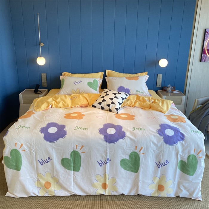 91家纺网 家纺一手货源 找家纺 2022新款铂金全棉磨毛系列四件套-实拍图（AB版设计） 向阳花开