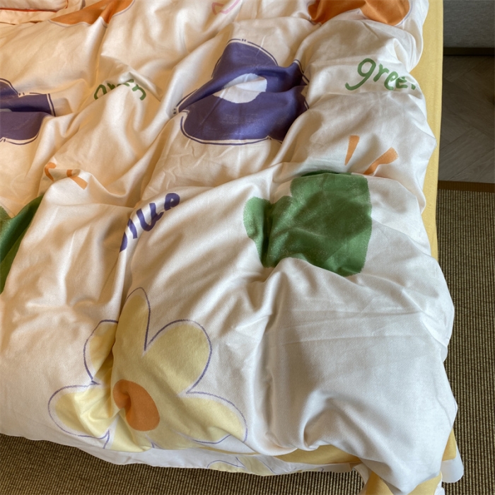 91家纺网 家纺一手货源 找家纺 2022新款铂金全棉磨毛系列四件套-实拍图（AB版设计） 向阳花开