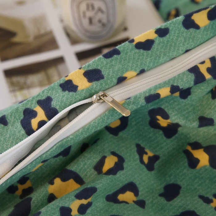 91家纺网 家纺一手货源 找家纺 棉生活  22新款铂金全棉磨毛系列（AB版设计） 烂漫豹纹绿