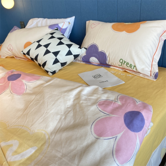 91家纺网 家纺一手货源 找家纺 2022新款铂金全棉磨毛系列四件套-实拍图（AB版设计） 向阳花开