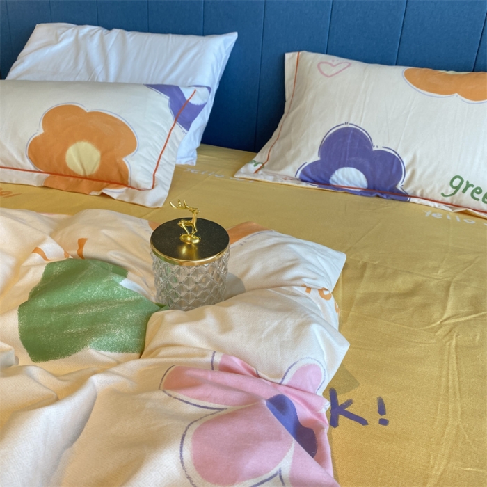 91家纺网 家纺一手货源 找家纺 2022新款铂金全棉磨毛系列四件套-实拍图（AB版设计） 向阳花开