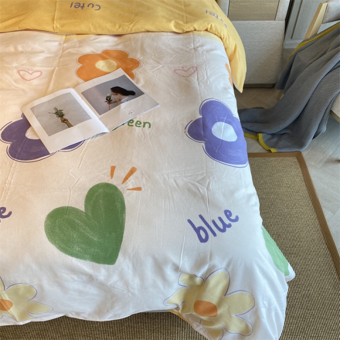 91家纺网 家纺一手货源 找家纺 2022新款铂金全棉磨毛系列四件套-实拍图（AB版设计） 向阳花开