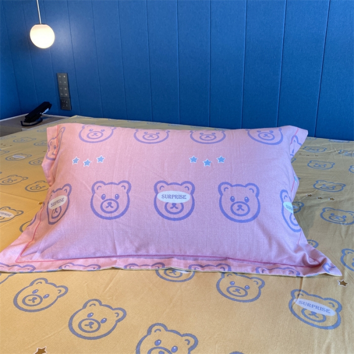 91家纺网 家纺一手货源 找家纺 2022新款铂金全棉磨毛系列四件套-实拍图（AB版设计） 小笨熊-粉