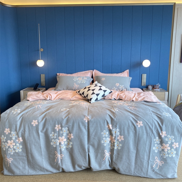 91家纺网 家纺一手货源 找家纺 2022新款铂金全棉磨毛系列四件套-实拍图（AB版设计） 缘分天空