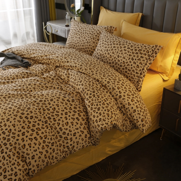 91家纺网 家纺一手货源 找家纺 棉生活 22新款铂金全棉磨毛系列（AB版设计） 烂漫豹纹 驼