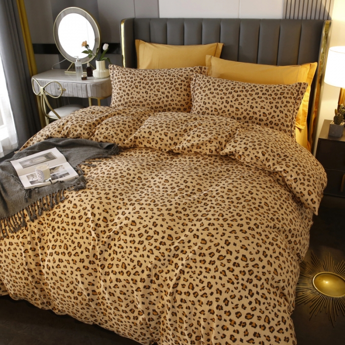 91家纺网 家纺一手货源 找家纺 棉生活 22新款铂金全棉磨毛系列（AB版设计） 烂漫豹纹 驼