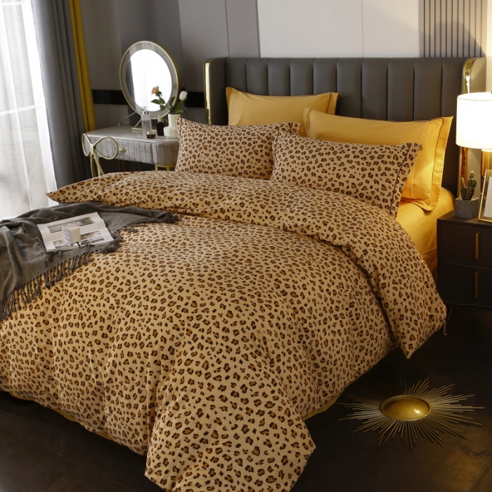 91家纺网 家纺一手货源 找家纺 棉生活 22新款铂金全棉磨毛系列（AB版设计） 烂漫豹纹 驼