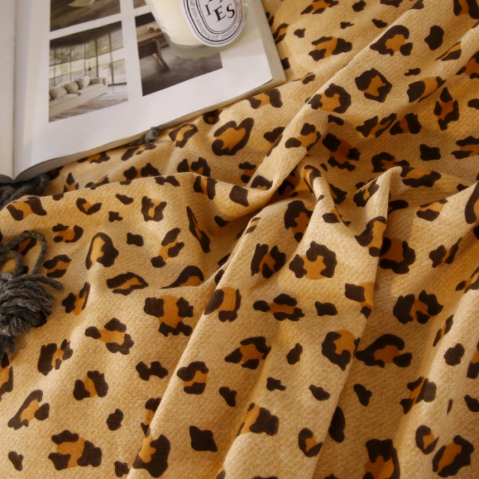 91家纺网 家纺一手货源 找家纺 棉生活 22新款铂金全棉磨毛系列（AB版设计） 烂漫豹纹 驼