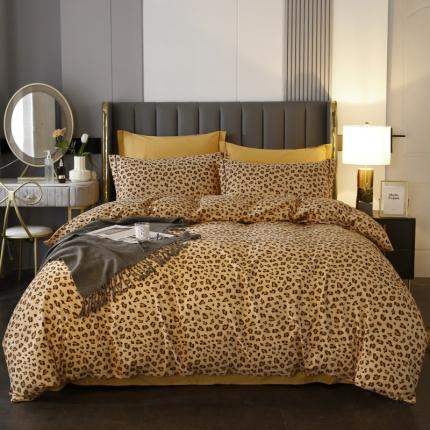 棉生活 22新款铂金全棉磨毛系列（AB版设计） 烂漫豹纹 驼