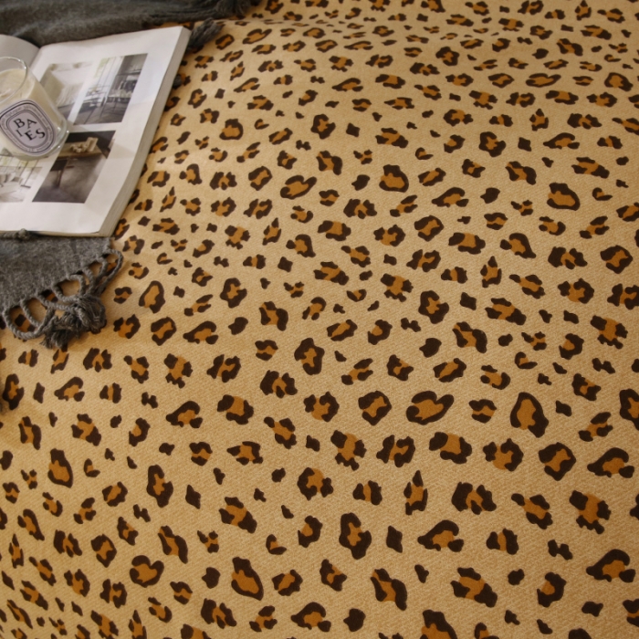 91家纺网 家纺一手货源 找家纺 棉生活 22新款铂金全棉磨毛系列（AB版设计） 烂漫豹纹 驼