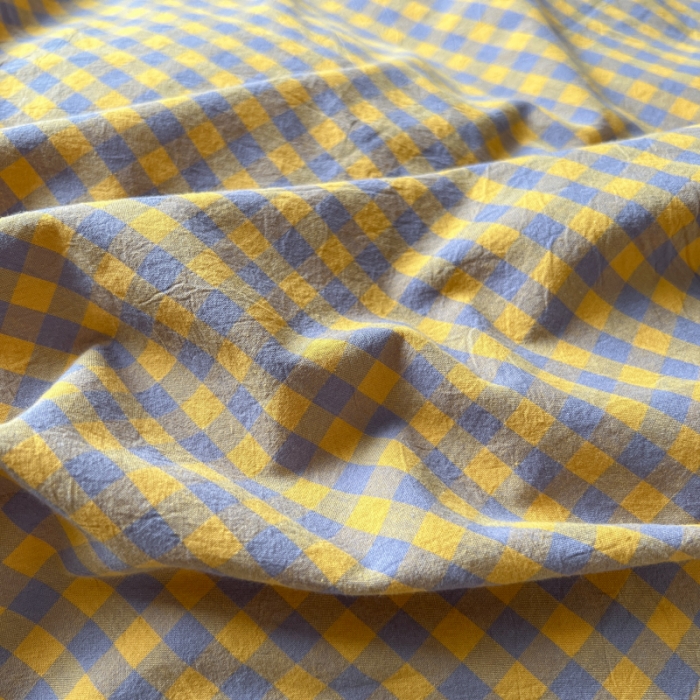 91家纺网 家纺一手货源 找家纺 2022年新款日式简约良品纯棉全棉色织水洗棉四件套紫黄小格