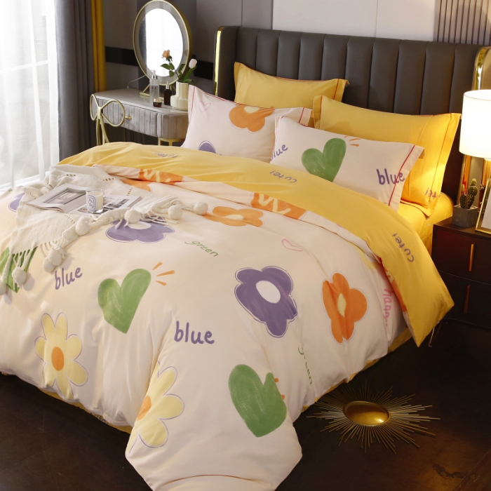 91家纺网 家纺一手货源 找家纺 棉生活  22新款铂金全棉磨毛系列（AB版设计） 向阳花开