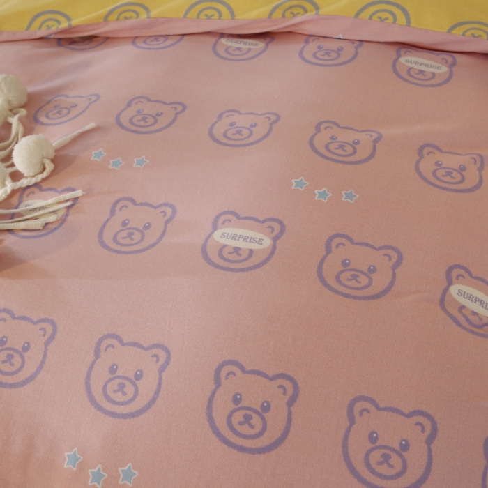 91家纺网 家纺一手货源 找家纺 棉生活 22新款铂金全棉磨毛系列（AB版设计） 小笨熊 粉