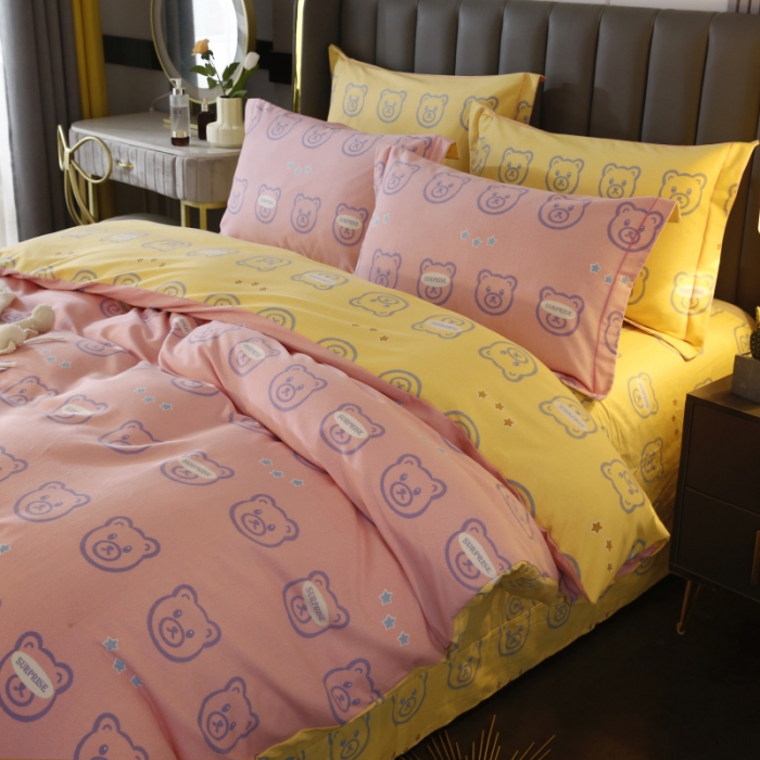 91家纺网 家纺一手货源 找家纺 棉生活 22新款铂金全棉磨毛系列（AB版设计） 小笨熊 粉