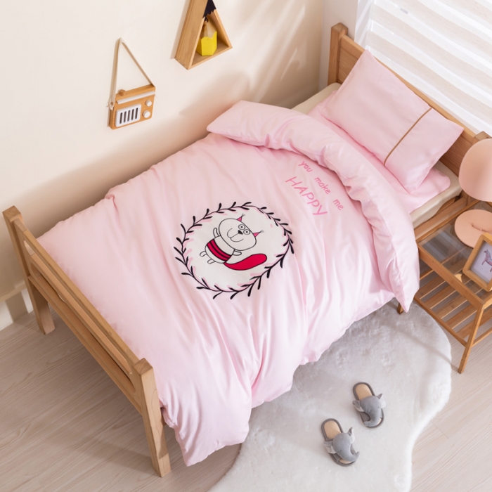 91家纺网 家纺一手货源 找家纺 (总)喜多兔 2022新60s长绒棉纯棉幼儿园三件套-小微笑