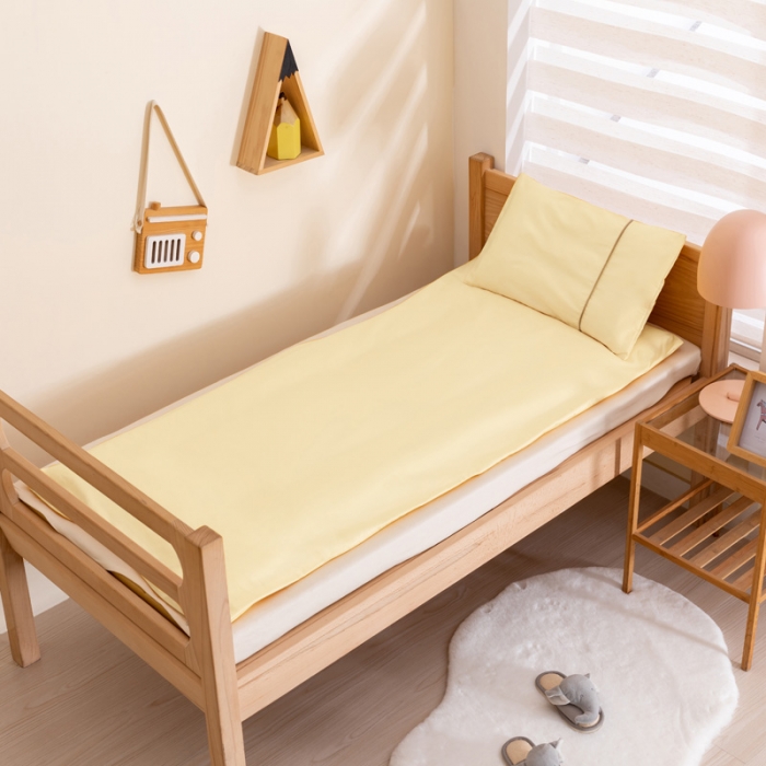 91家纺网 家纺一手货源 找家纺 喜多兔2022新60s长绒棉纯棉幼儿园三件套 黄色微笑小鹿鹿