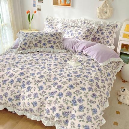 91家纺网 家纺一手货源 找家纺 总呗旺鹿2022新ykk拉链荷叶边牛奶绒四件套法莱绒直播爆款