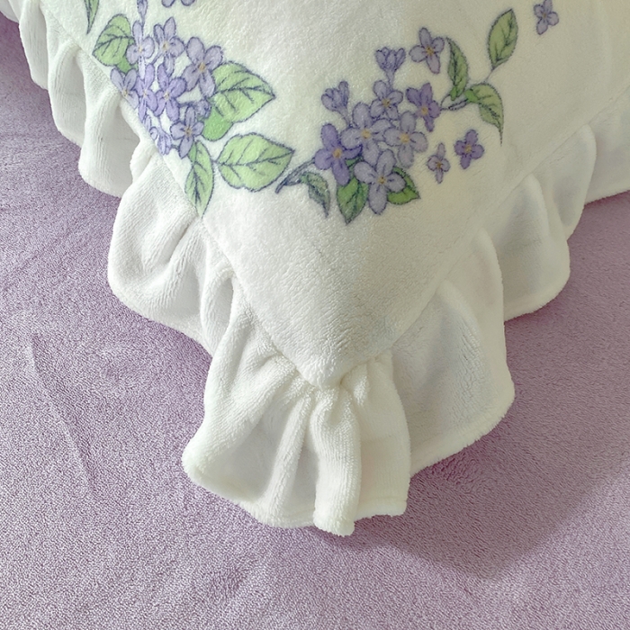 91家纺网 家纺一手货源 找家纺 呗旺鹿2022新ykk拉链荷叶边印花牛奶绒四件套法莱绒 安妮