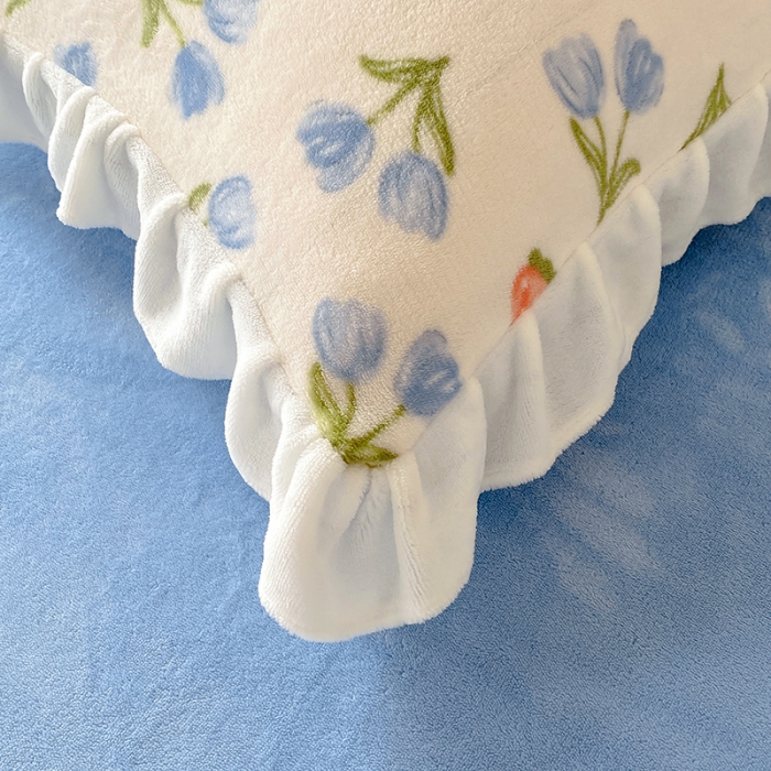 91家纺网 家纺一手货源 找家纺 呗旺鹿2022新ykk拉链荷叶边印花牛奶绒四件套法莱绒 偏爱