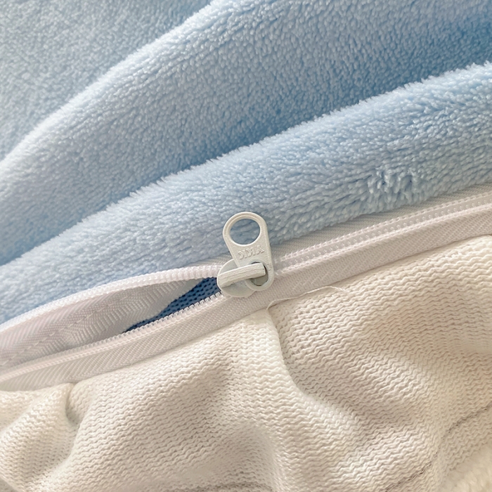 91家纺网 家纺一手货源 找家纺 呗旺鹿2022新ykk拉链荷叶边印花牛奶绒四件套法莱绒 糖宝