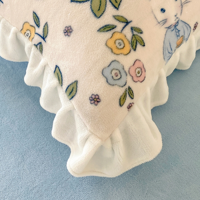 91家纺网 家纺一手货源 找家纺 呗旺鹿2022ykk拉链荷叶边印花牛奶绒四件套法莱绒温馨家园