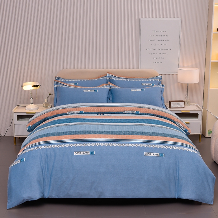 91家纺网 家纺一手货源 找家纺 润淳 2025全棉磨毛套件单品系列 加厚磨毛单床单北欧之恋蓝