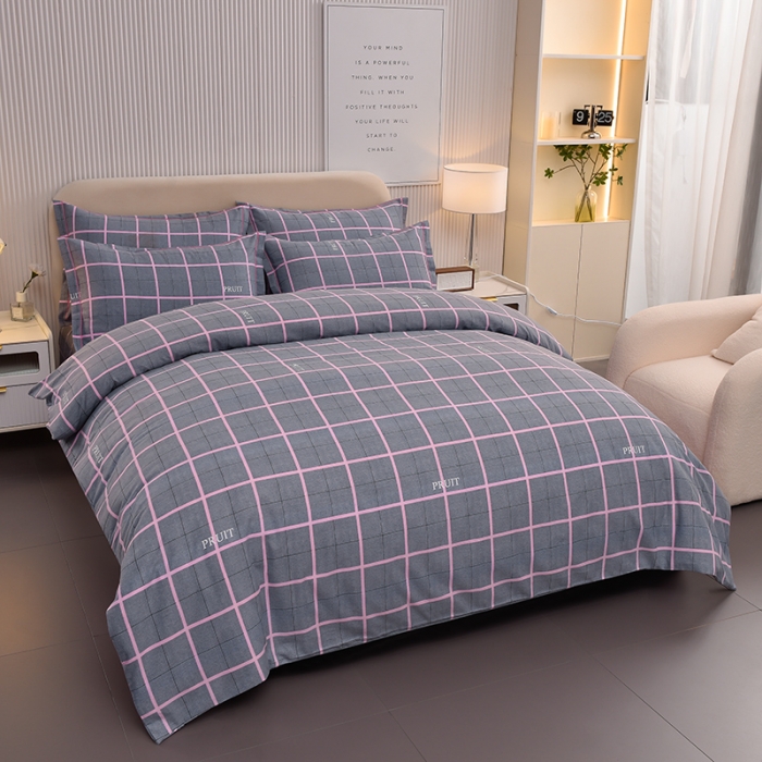 91家纺网 家纺一手货源 找家纺 润淳 2025全棉磨毛套件单品系列 加厚磨毛单床单格尚生活灰