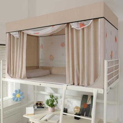 91家纺网 家纺一手货源 找家纺 夏彩新款学生数码铁艺烤漆支架（带风扇杆）遮光一体式蚊帐 C橙多多(带遮光帘)