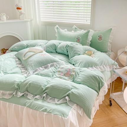 91家纺网 家纺一手货源 找家纺 （总）漫仙阁 2022新款ins公主风日式绣花花边四件套