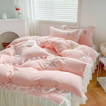 91家纺网 家纺一手货源 找家纺 （总）漫仙阁 2022新款ins公主风日式绣花花边四件套