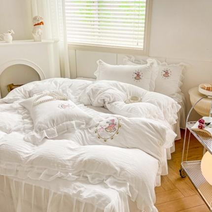 91家纺网 家纺一手货源 找家纺 （总）漫仙阁 2022新款ins公主风日式绣花花边四件套