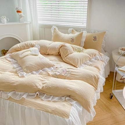 91家纺网 家纺一手货源 找家纺 （总）漫仙阁 2022新款ins公主风日式绣花花边四件套