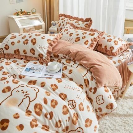 91家纺网 家纺一手货源 找家纺 （总）恋佳居 2023新款加厚8.4斤牛奶绒印花床裙四件套