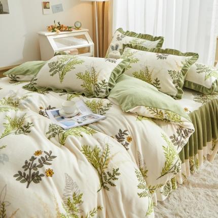 91家纺网 家纺一手货源 找家纺 （总）恋佳居 2023新款加厚8.4斤牛奶绒印花床裙四件套