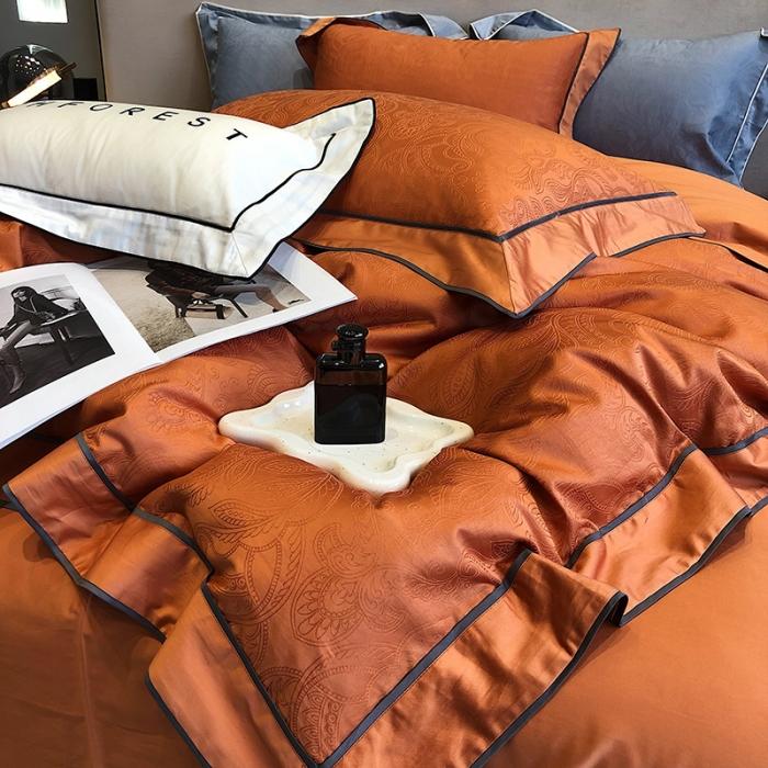 91家纺网 家纺一手货源 找家纺 黑白森林秋冬新品 100支贡缎提花四件套全棉纯棉